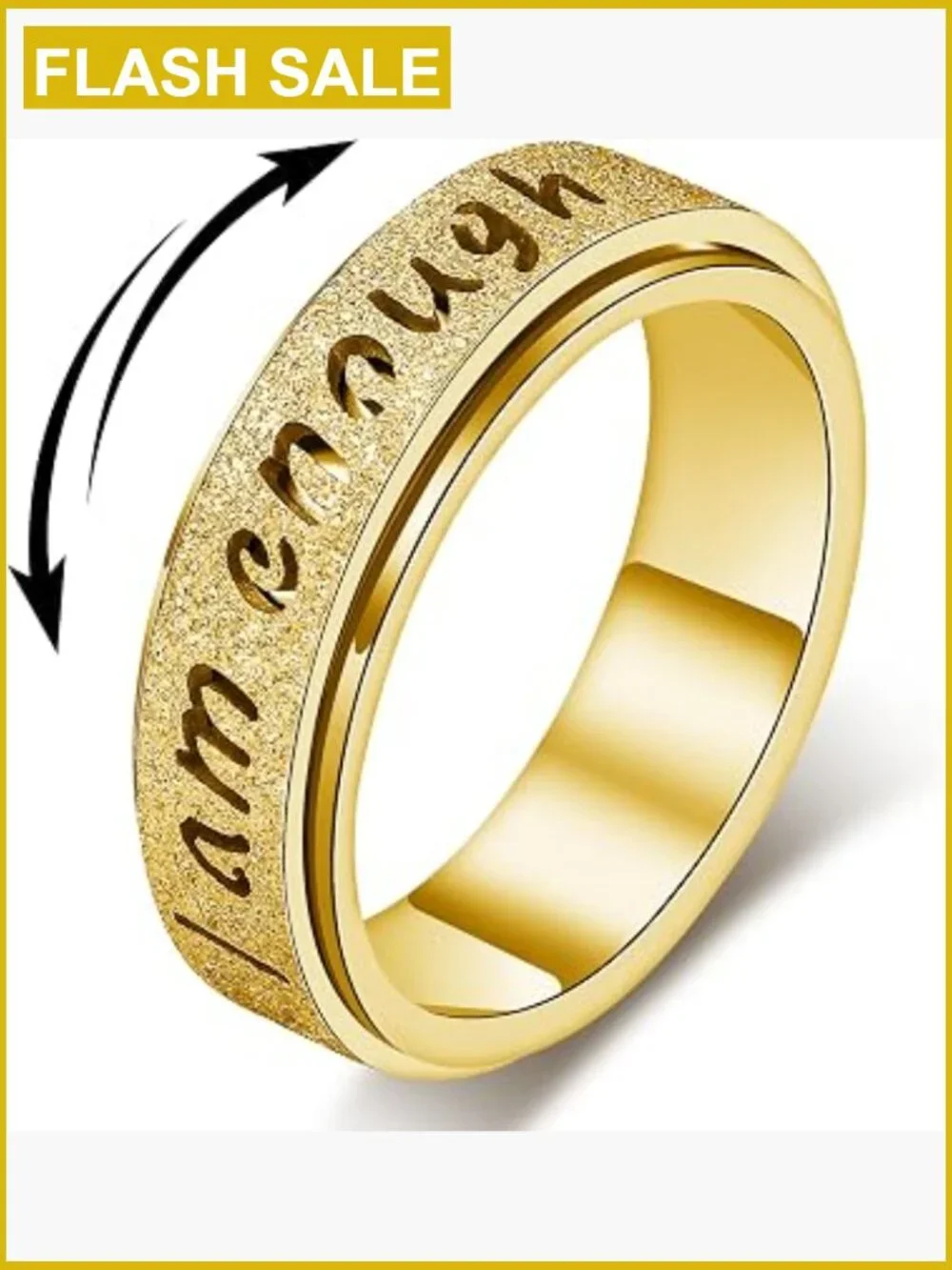 I Am Enough Fidget Spinner Ring Anxiety Relief Stainless Steel Spinner Ring